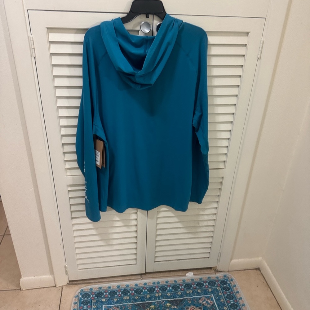 Teal Hooded Shirt with Logo - Picture 3 of 4